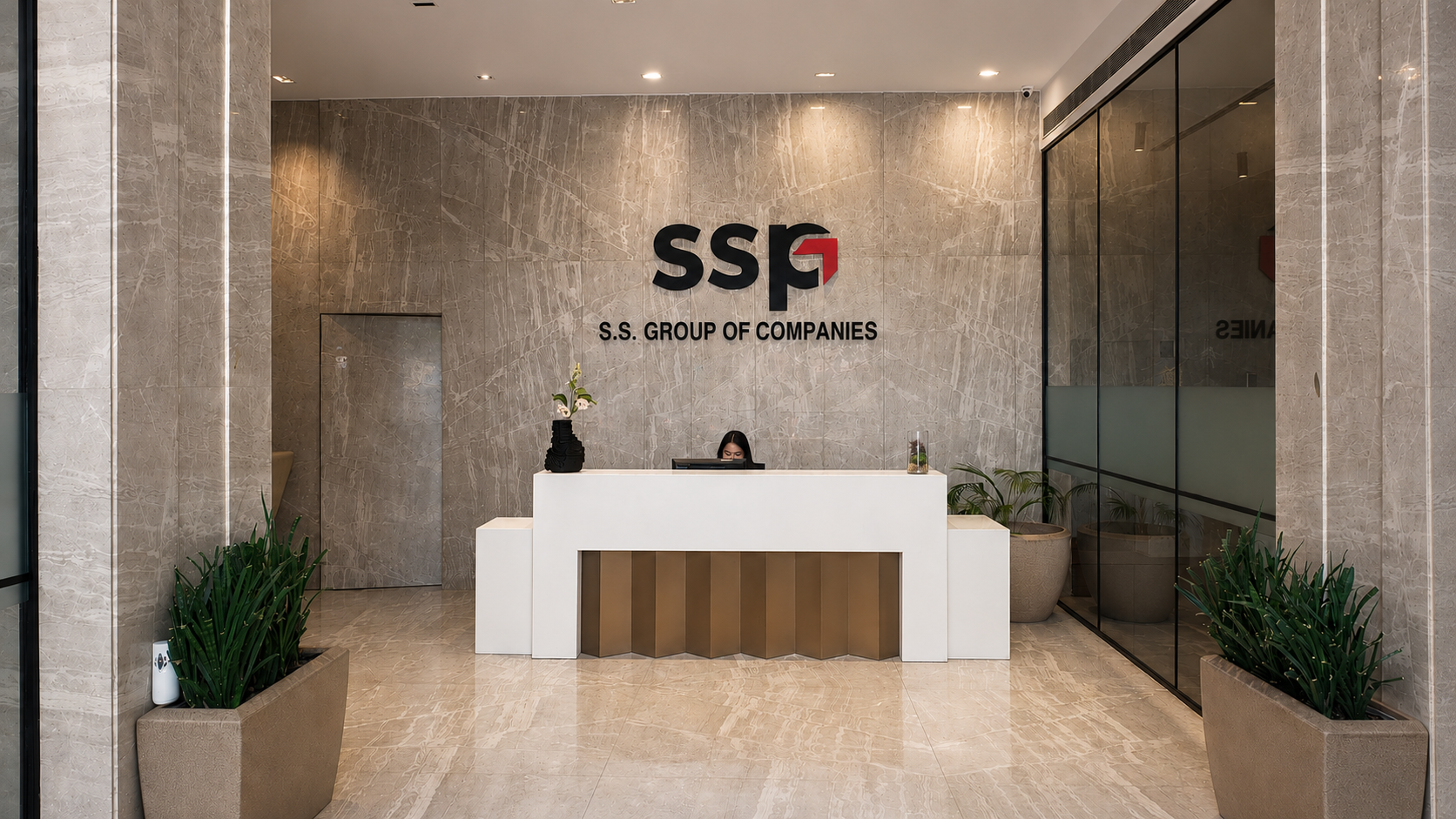 SSP Packaging Group reception area with company signage
